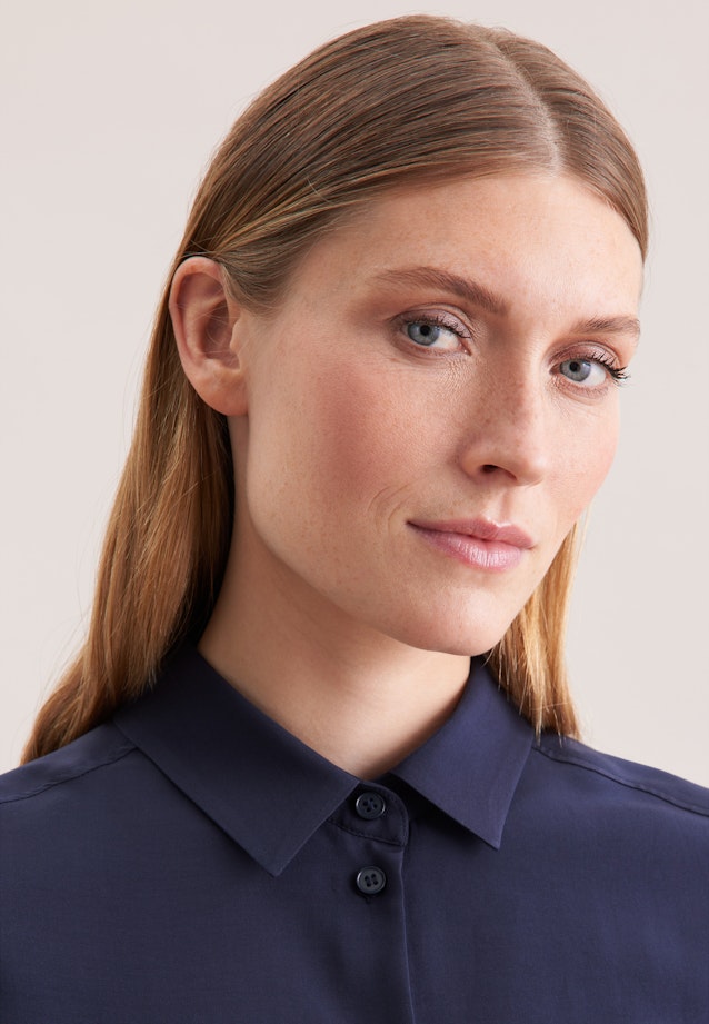 Hemdbluse aus Viskose regular fit in Bleu Foncé |  Seidensticker Onlineshop