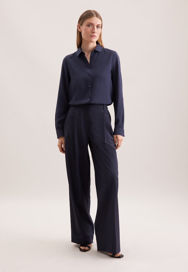 Hemdbluse aus Viskose regular fit in Bleu Foncé |  Seidensticker Onlineshop