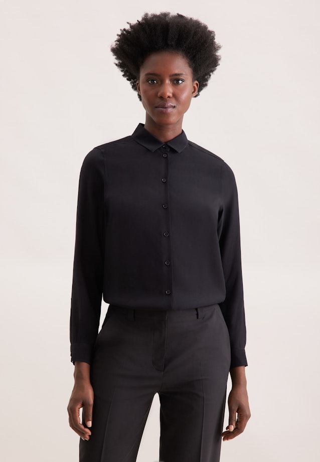 Hemdbluse aus Viskose regular fit in Schwarz |  Seidensticker Onlineshop