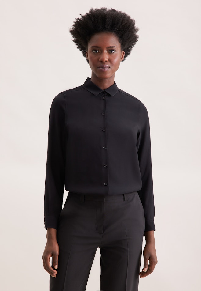 Hemdbluse aus Viskose regular fit in Schwarz | Seidensticker Onlineshop