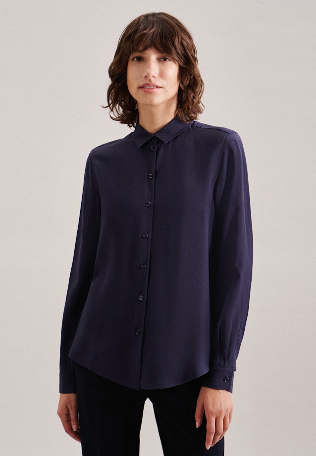 Collar Shirt Blouse in Dark Blue |  Seidensticker Onlineshop