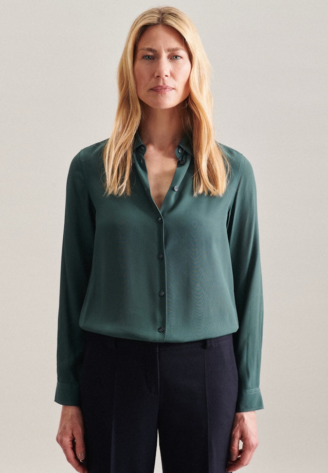 lange Arm Popeline Shirtblouse in Groen |  Seidensticker Onlineshop
