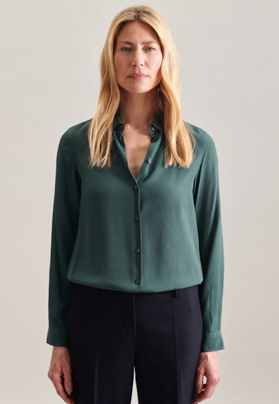 Chemise blouse en viscose regular in Vert |  Seidensticker Onlineshop