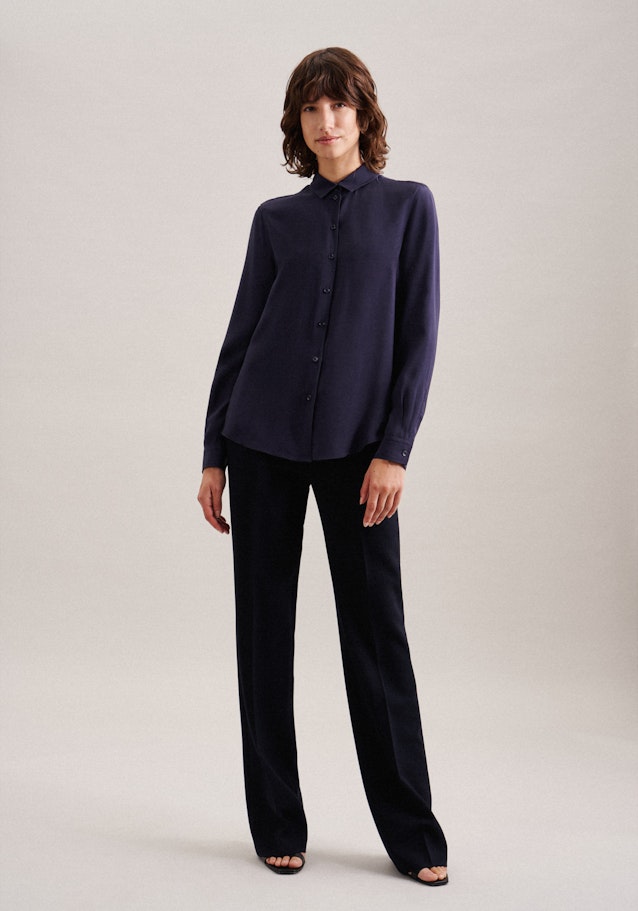 Long sleeve Poplin Shirt Blouse in Dark Blue |  Seidensticker Onlineshop