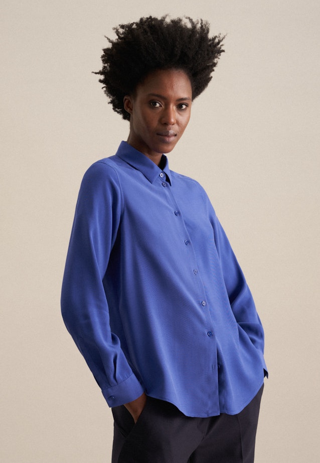 Collar Shirt Blouse in Medium Blue |  Seidensticker Onlineshop