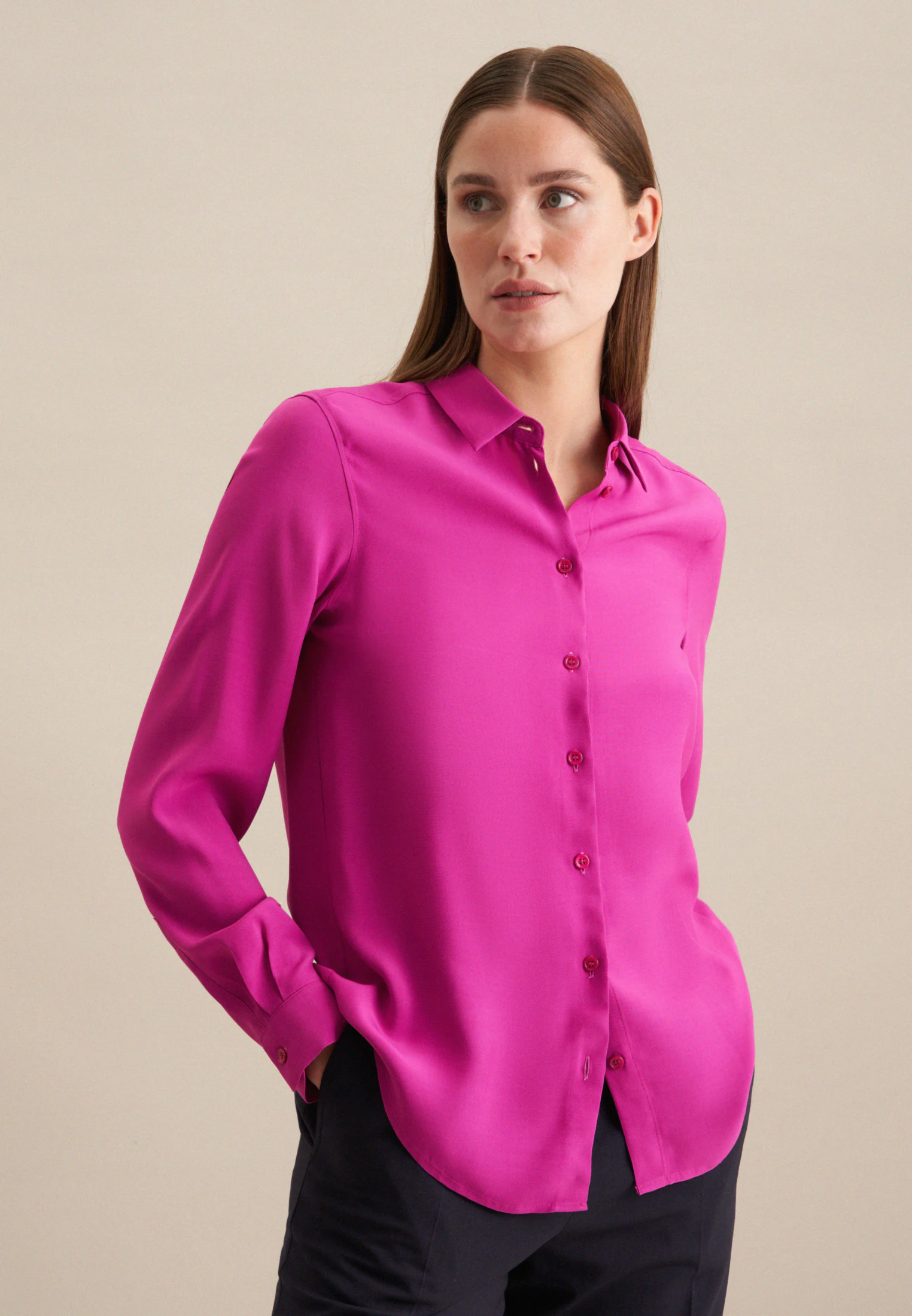 Hemdbluse aus Viskose regular fit Lila
