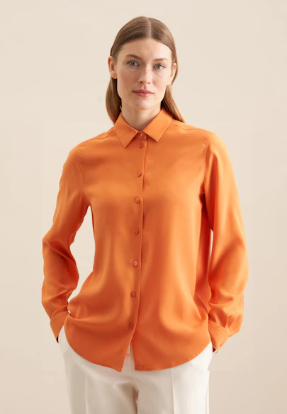 Hemdbluse aus Viskose regular fit in Orange |  Seidensticker Onlineshop