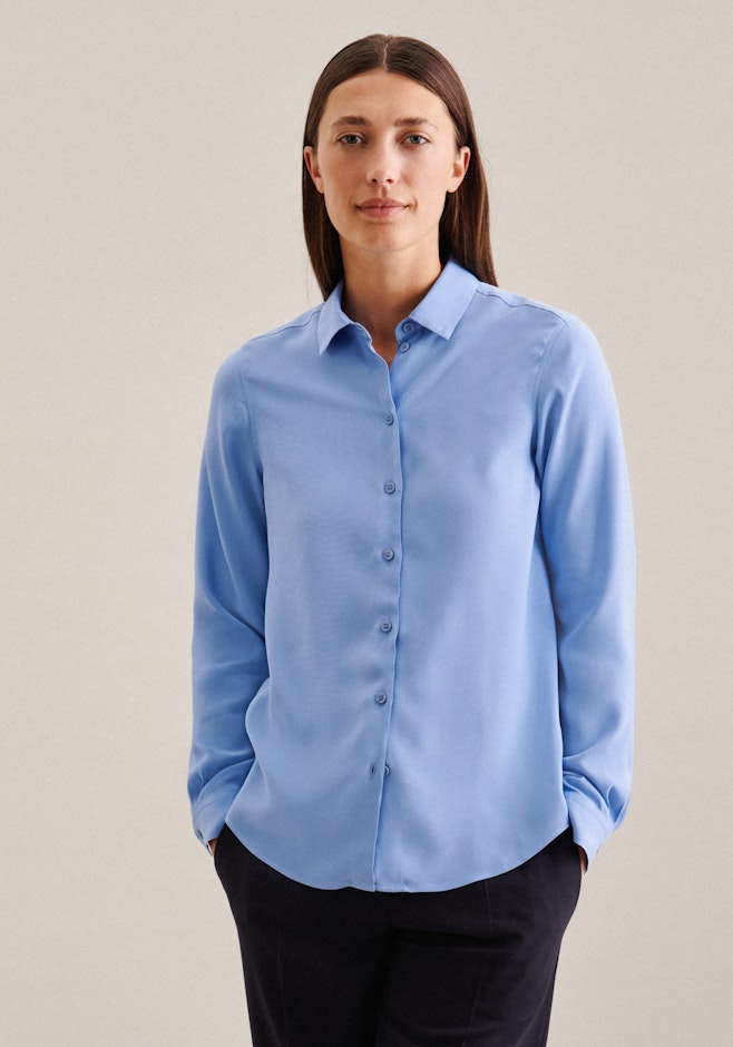 Hemdbluse aus Viskose regular fit in Mittelblau | Seidensticker Onlineshop