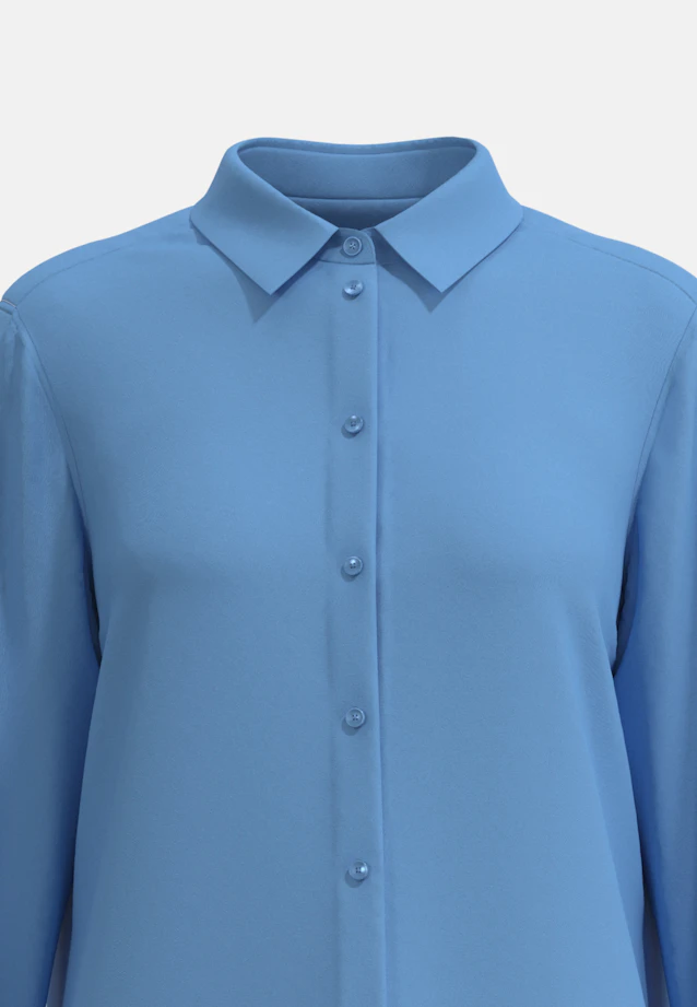 Hemdbluse aus Viskose regular fit in Mittelblau |  Seidensticker Onlineshop