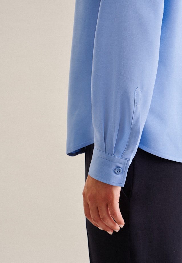 Hemdbluse aus Viskose regular fit in Mittelblau |  Seidensticker Onlineshop