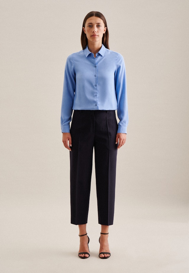 Hemdbluse aus Viskose regular fit in Mittelblau |  Seidensticker Onlineshop
