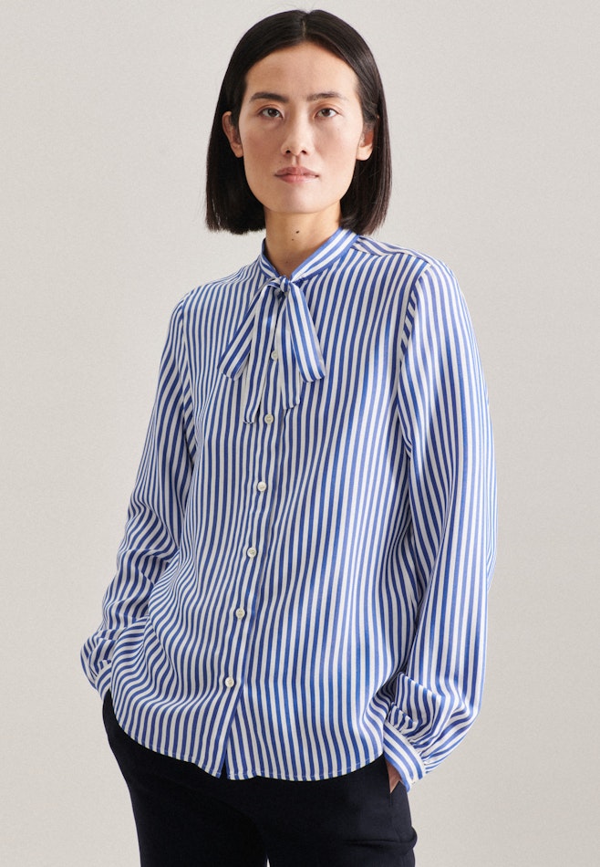 Blouse à col montant Popeline dans Bleu Foncé | Boutique en ligne Seidensticker