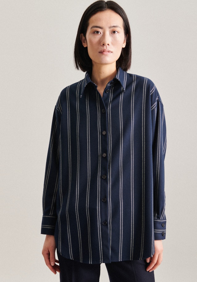 Long sleeve Flannel Long Blouse in Dark Blue | Seidensticker Onlineshop