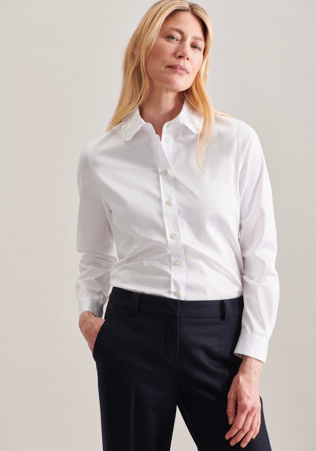 Long sleeve Satin Shirt Blouse in White |  Seidensticker Onlineshop