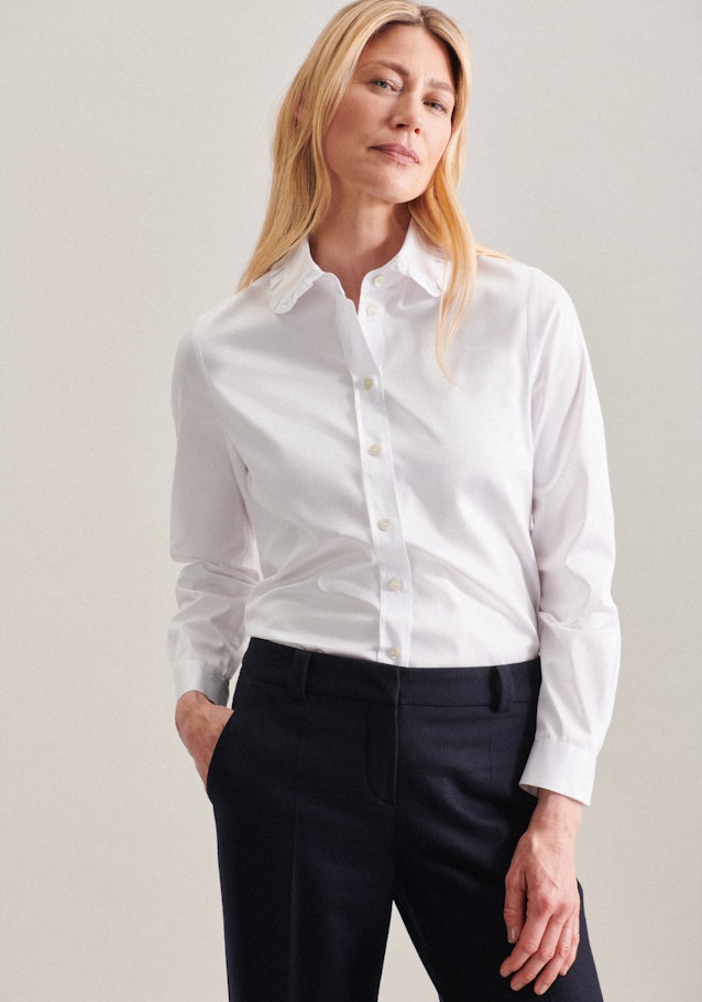 Regular Hemdbluse Uni glänzend in Weiß | Seidensticker Onlineshop