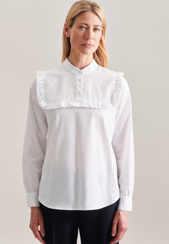 Long sleeve Twill Stand-Up Blouse in White | Seidensticker online shop