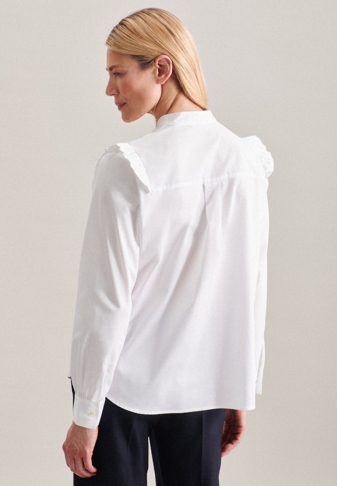 Long sleeve Twill Stand-Up Blouse in White | Seidensticker online shop