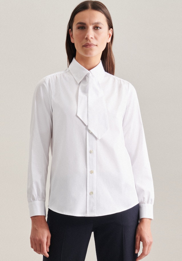 Lange mouwen Satin Shirtblouse in Wit |  Seidensticker Onlineshop