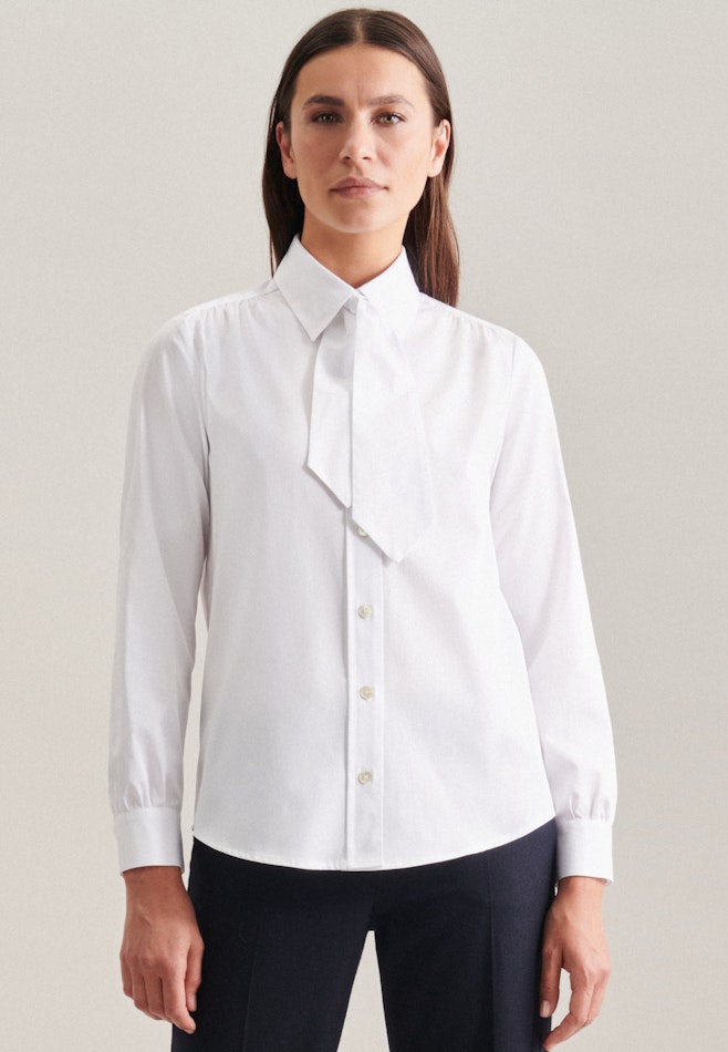 Long sleeve Satin Shirt Blouse in White | Seidensticker online shop