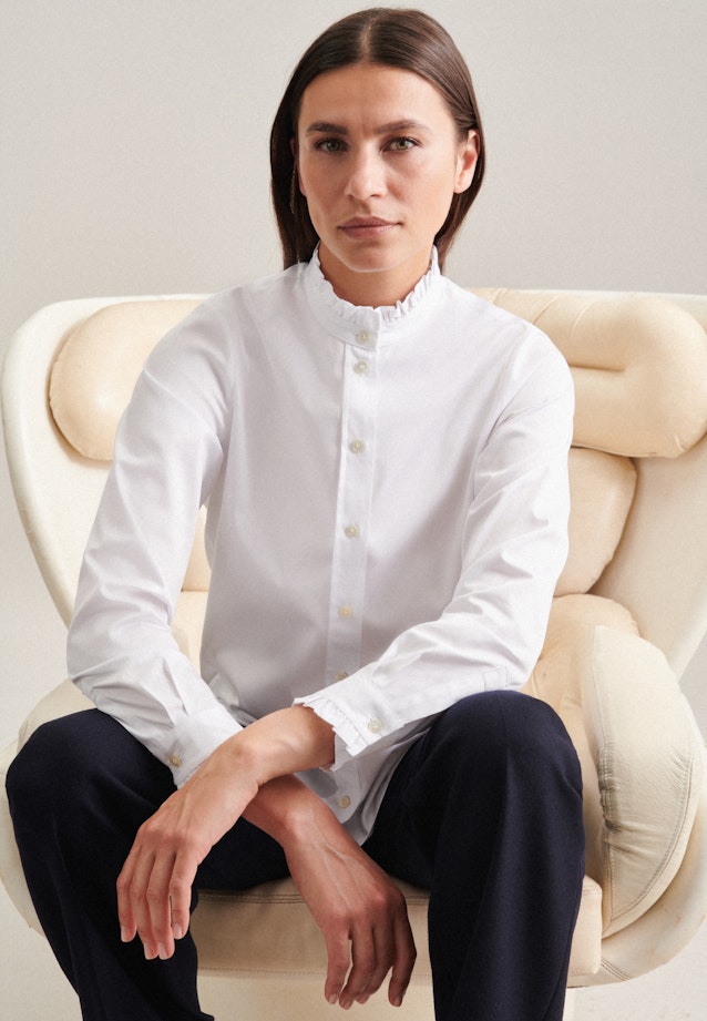 Blouse à col montant Uni Brillant in Blanc |  Seidensticker Onlineshop