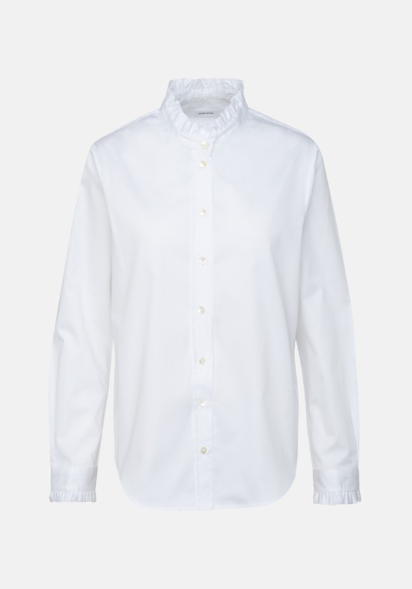 Long sleeve Satin Stand-Up Blouse in White |  Seidensticker Onlineshop