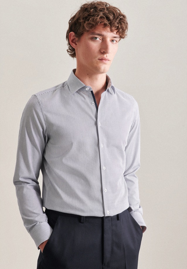 Slim Business Hemd Streifen in Dunkelblau |  Seidensticker Onlineshop