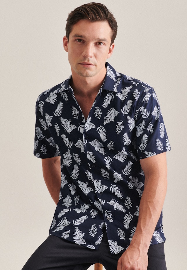 Regular Chemise décontractée Imprimé in Bleu Foncé |  Seidensticker Onlineshop