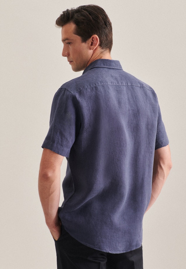 Linen Short sleeve Linen shirt in Regular with Kent-Collar in Dark Blue |  Seidensticker Onlineshop