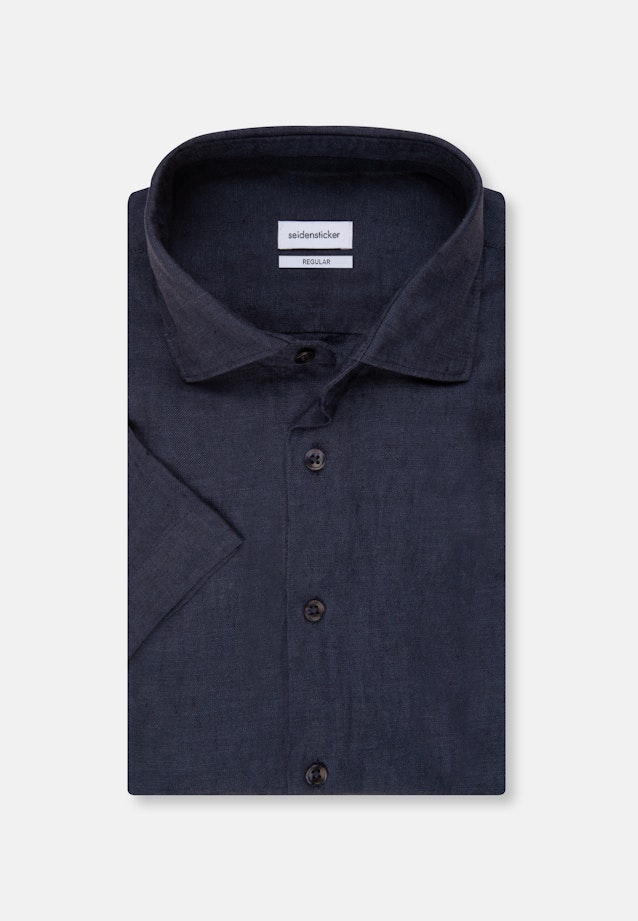Regular Leinenhemd Uni in Dunkelblau |  Seidensticker Onlineshop