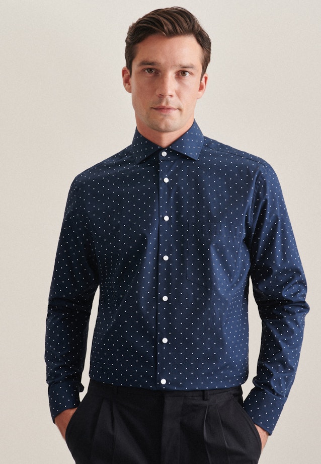 Chemise Business Regular Popeline Col Kent in Bleu Foncé |  Seidensticker Onlineshop