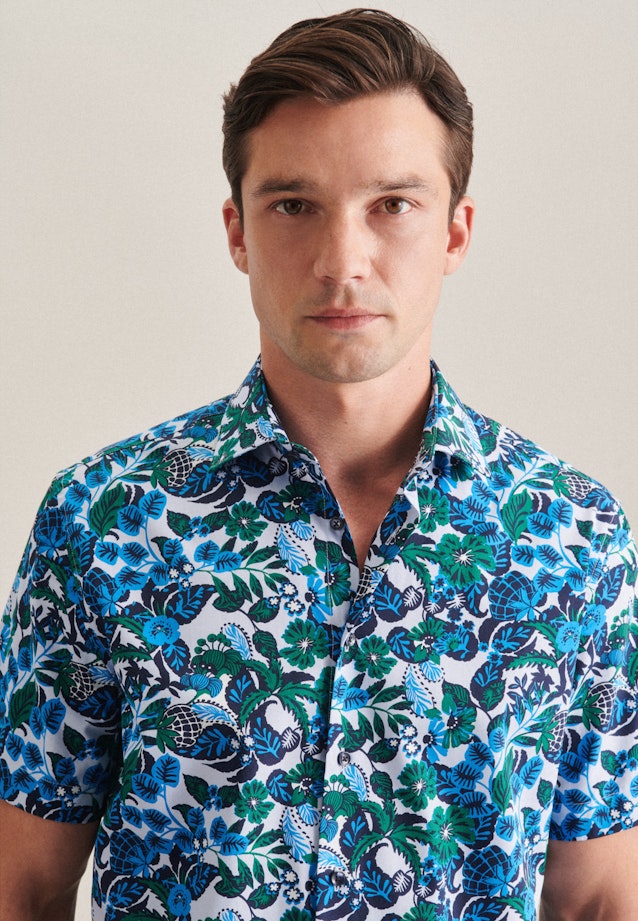 Shaped Business Hemd Druck in Türkis |  Seidensticker Onlineshop