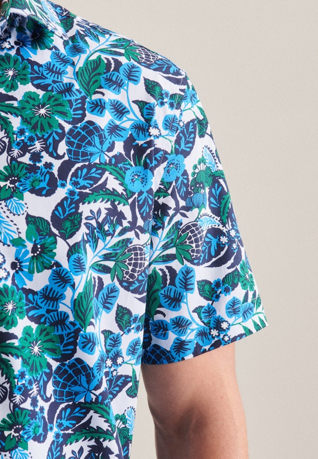 Shaped Business Hemd Druck in Türkis |  Seidensticker Onlineshop