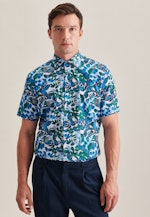 Poplin Short sleeve Business Shirt in Shaped with Kent-Collar in Turquoise |  Seidensticker Onlineshop