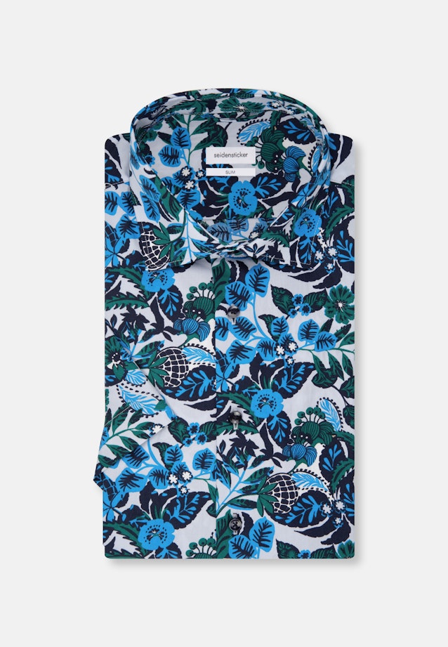 Shaped Business Hemd Druck in Türkis |  Seidensticker Onlineshop