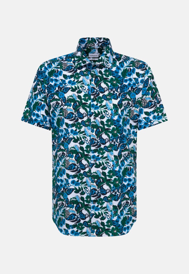 Shaped Business Hemd Druck in Türkis |  Seidensticker Onlineshop