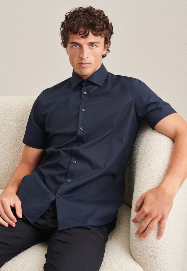 Shaped Business shirt Uni in Dark Blue |  Seidensticker Onlineshop