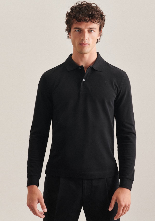 Kragen Polo-Shirt Slim in Schwarz | Seidensticker Onlineshop