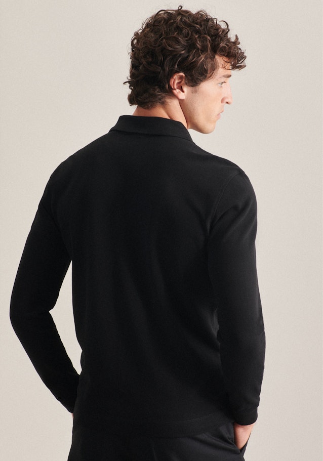 Kragen Polo-Shirt Slim in Schwarz |  Seidensticker Onlineshop