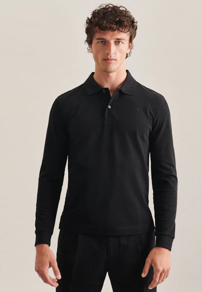 Slim Polo Uni in Schwarz | Seidensticker Onlineshop