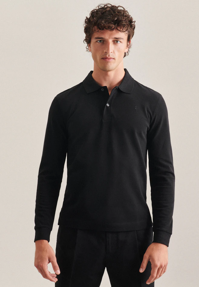 Slim Polo Uni in Schwarz | Seidensticker Onlineshop