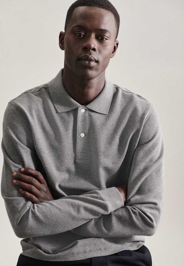 Kragen Polo-Shirt Slim in Grau |  Seidensticker Onlineshop