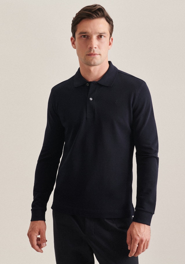Kragen Polo-Shirt Slim in Dunkelblau | Seidensticker Onlineshop