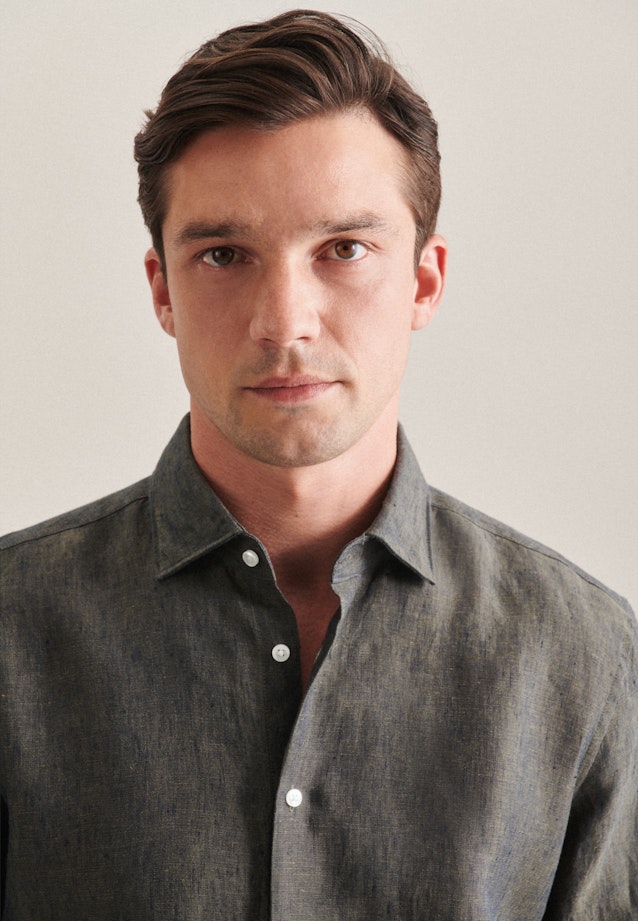 Regular Leinenhemd Uni in Grün |  Seidensticker Onlineshop