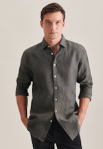 Regular Leinenhemd Uni in Grün |  Seidensticker Onlineshop