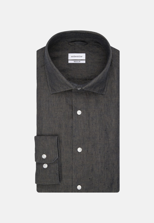 Regular Linen shirt Uni in Green |  Seidensticker Onlineshop