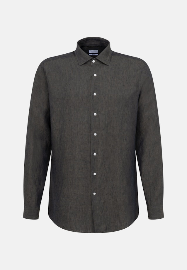 Regular Linen shirt Uni in Green |  Seidensticker Onlineshop