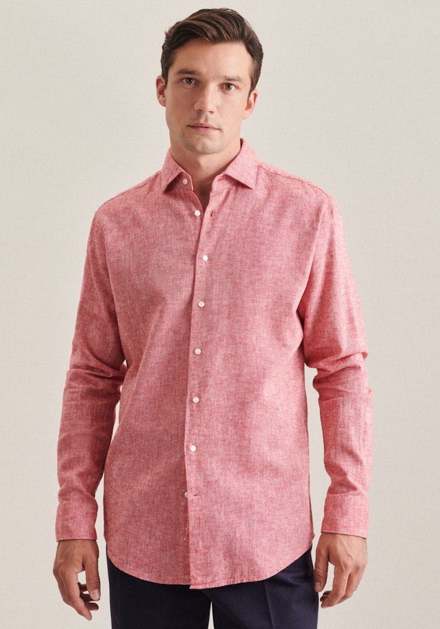 Linen shirt in Regular fit with Kent-Collar in Red | Seidensticker Onlineshop