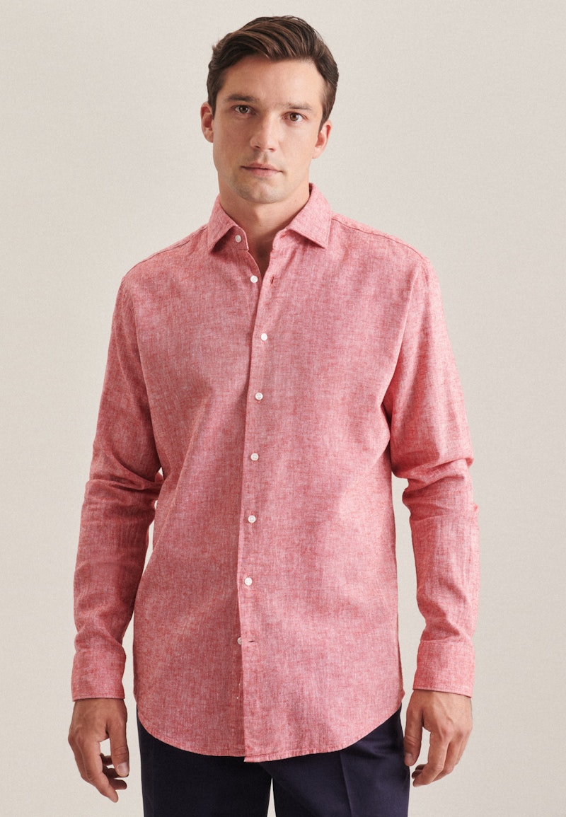 Linen shirt in Regular fit with Kent-Collar