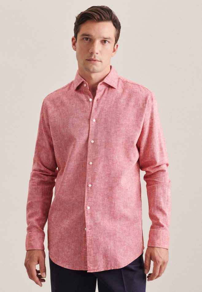 Linen shirt in Regular with Kent-Collar in Red | Seidensticker online shop