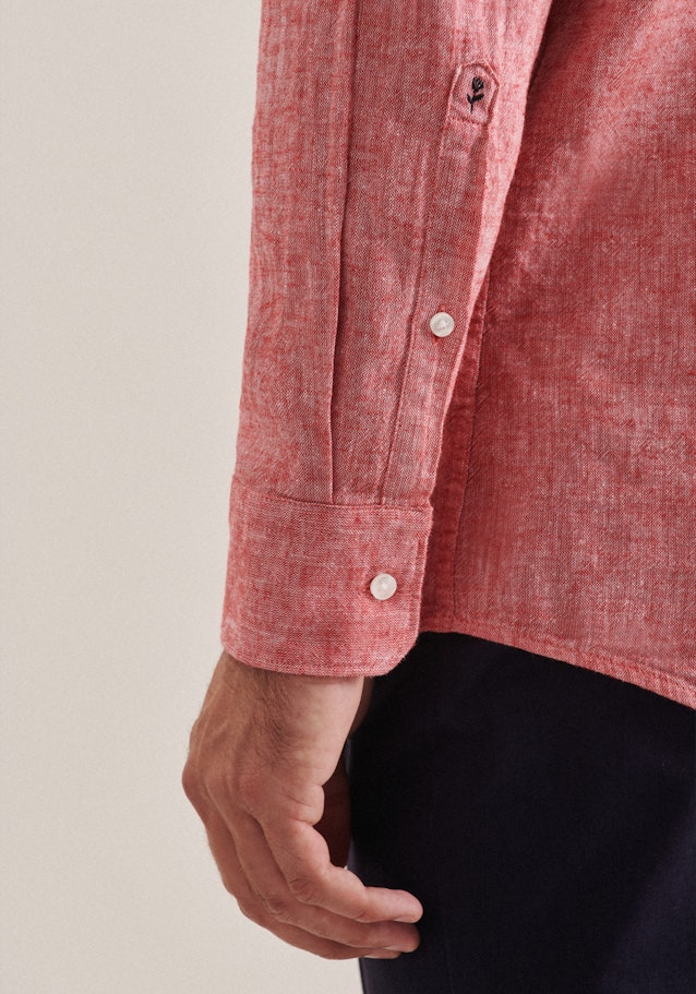 Linen shirt in Regular fit with Kent-Collar in Red |  Seidensticker Onlineshop